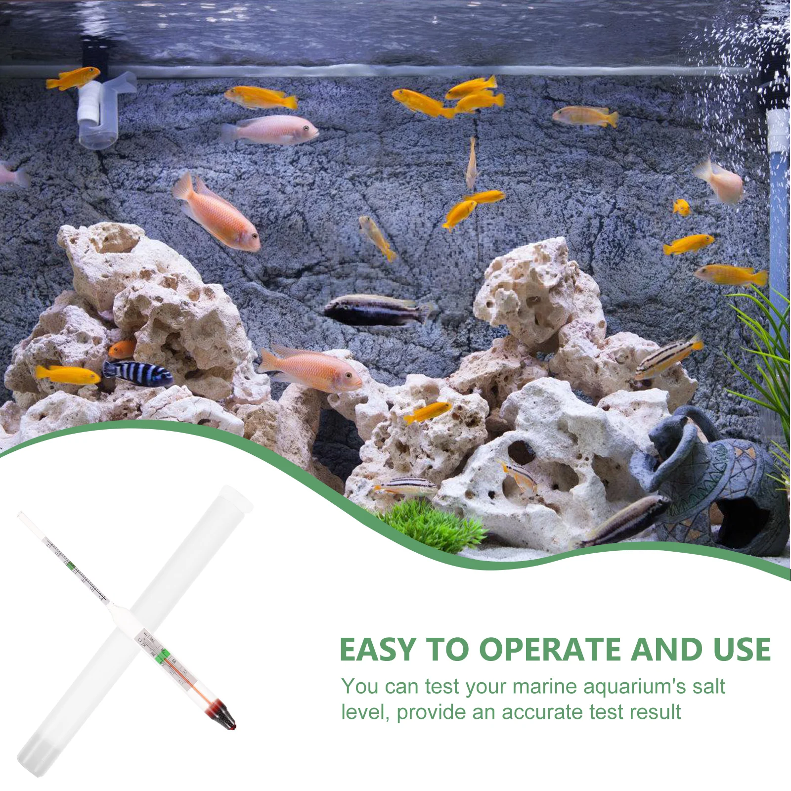 

1Set Professional Meter Aquarium Hydrometer Compact Lightweight Durable for Water Quality Testing Aquarium Test Kit