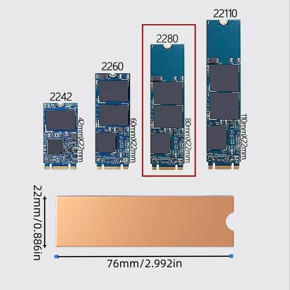 M.2 NVMe SSD Heatsink 2280 HDD Hard Disk Heat Sink Pure Copper Radiator with 2PCS Thermal Pad For Laptop Computer Accessories