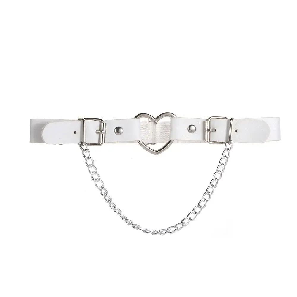 Arnés de pierna ajustable elástico para mujer, cadena Punk, liguero de pierna, accesorios de moda, tirantes de corazón, liguero de cuero PU