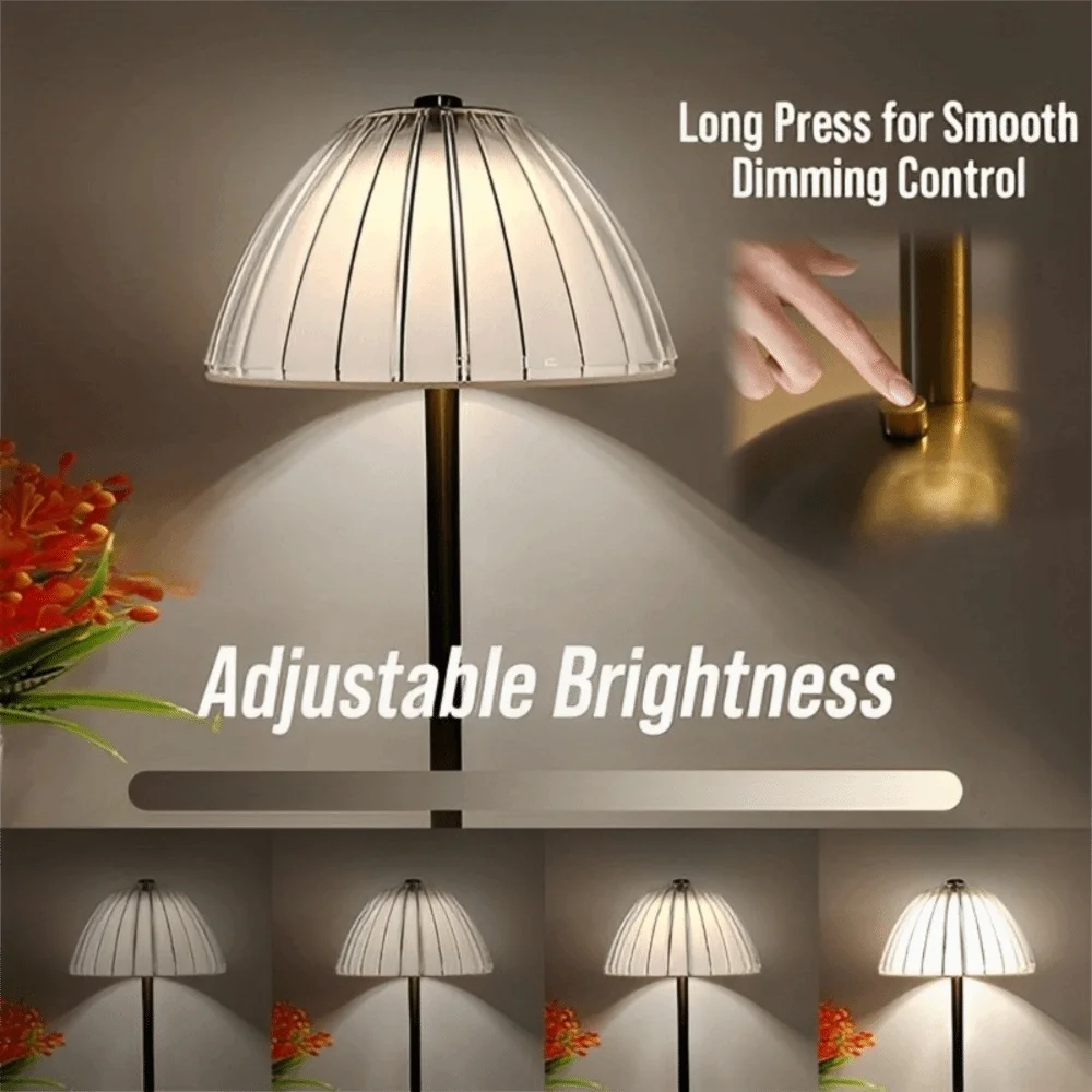 

Vintage Nordic Style Table Lamp 3 Colors Small Touch Control Lamp USB Rechargeable Dimmable Gold Bedside Lamp Hotel