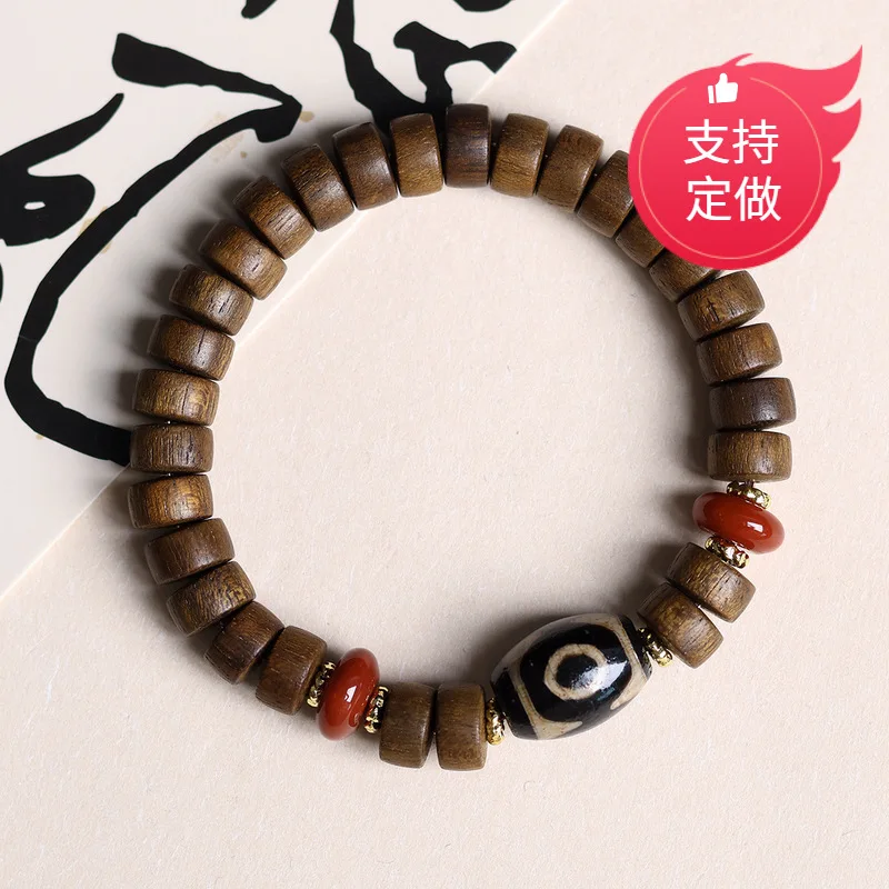 

Lvqi Nan Eaglewood Tablets Beads Bracelet Tibetan Crafts Three Eyes Tibet Beads Rosary Bracelet Ornament Wholesale for Women and