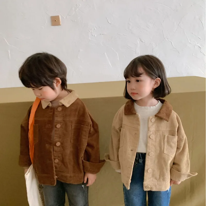 

2025 Autumn Winter Children Boy Girl Clothes Thick Warm Corduroy Cotton Jacket Unisex Baby Top Loose Coat 3-12 Years Outfit