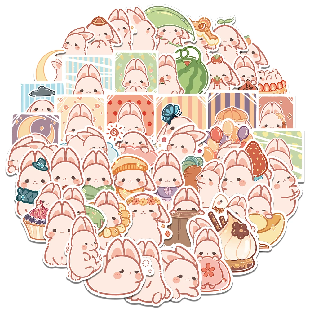 50PCS Scrapbooking Stickers Kawaii Rabbit Decorative Label Sticker for DIY Art Craft Planner Scrapbook Diary Calendar Album