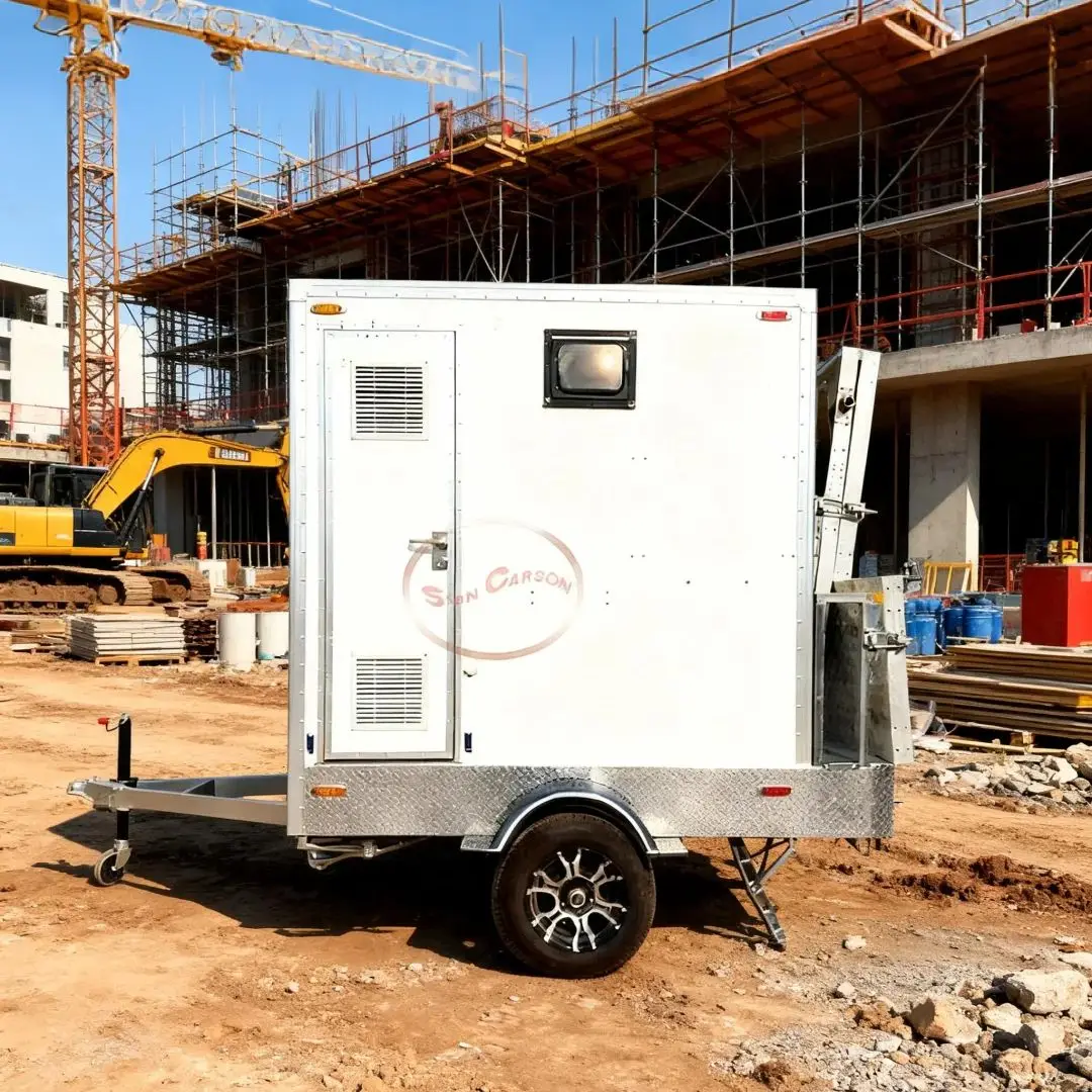 

Outdoor Mobile Toilet Accessible Restroom with Toilets Handrails Sinks for Disabled Vent Mirrors Safety Convenience Design