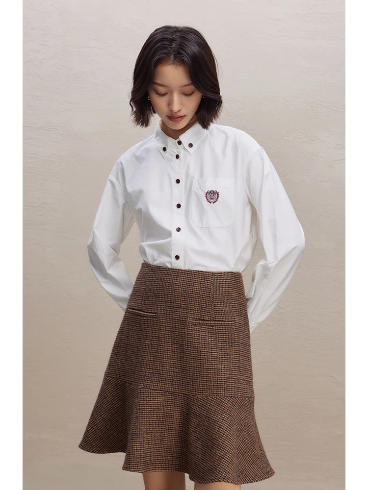 ZIQIAO Petite Size British Style Houndstooth Woolen Short Skirt for Women Autumn Winter New Design High Waist Skirt 23ZQ94365