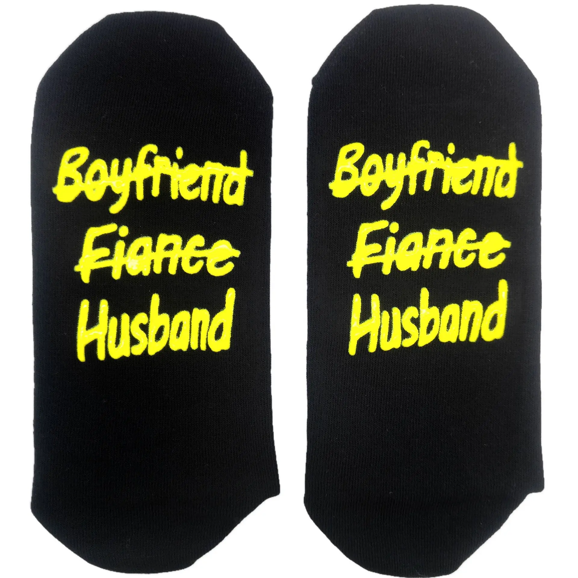 Husband wife groom and bride crew socks novel and interesting wedding set suitable for engagement party couples, black and white