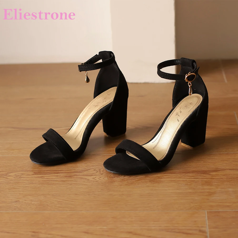 

2025 Summer Classics Black Red Women Sandals Sexy 8.5cm High Block Heel Office Lady Dress Shoes Plus Big Small Size 10 32 45 48