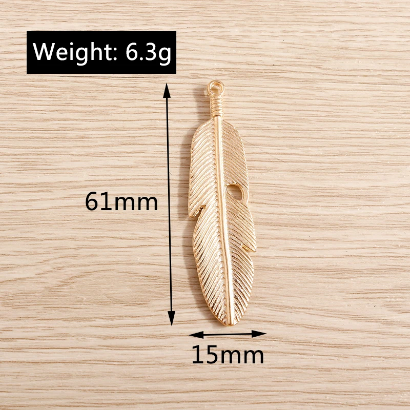Tusember 10 Stück 15*61mm Große 2-Farbige Blatt-Feder-Anhänger für Halsketten, Ohrringe, Schlüsselanhänger, Handgemachtes Bastelzubehör – Detail 1
