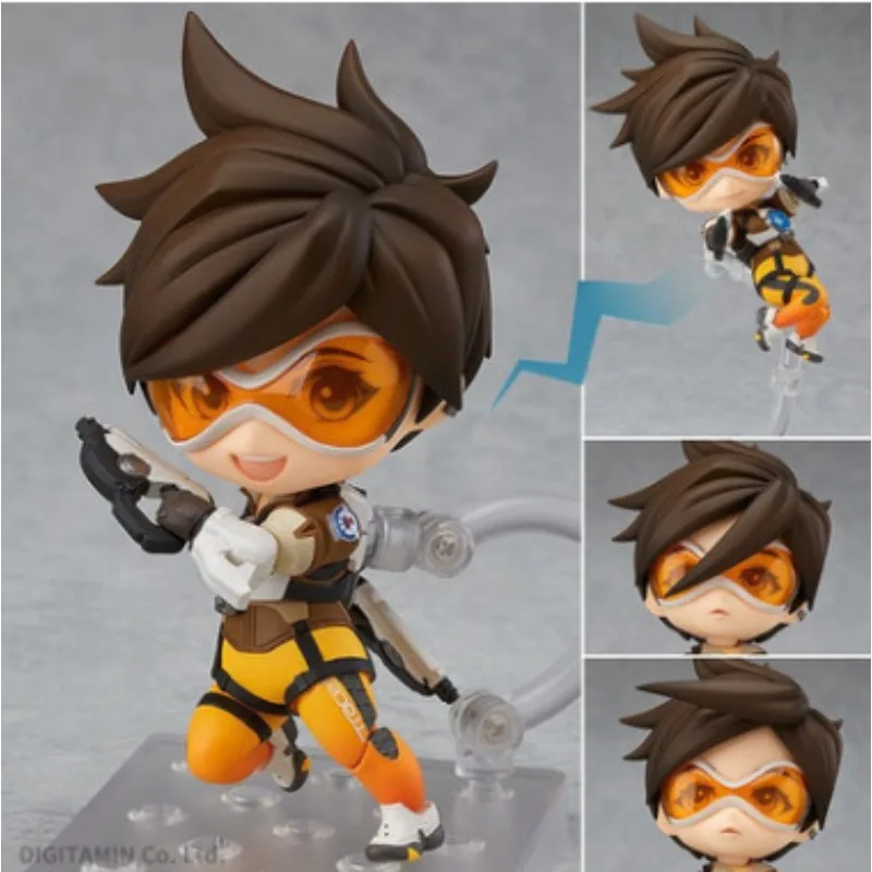 

10CM Q version Clay Overwatch Tracer Doll Model Figure For Children's Gifts