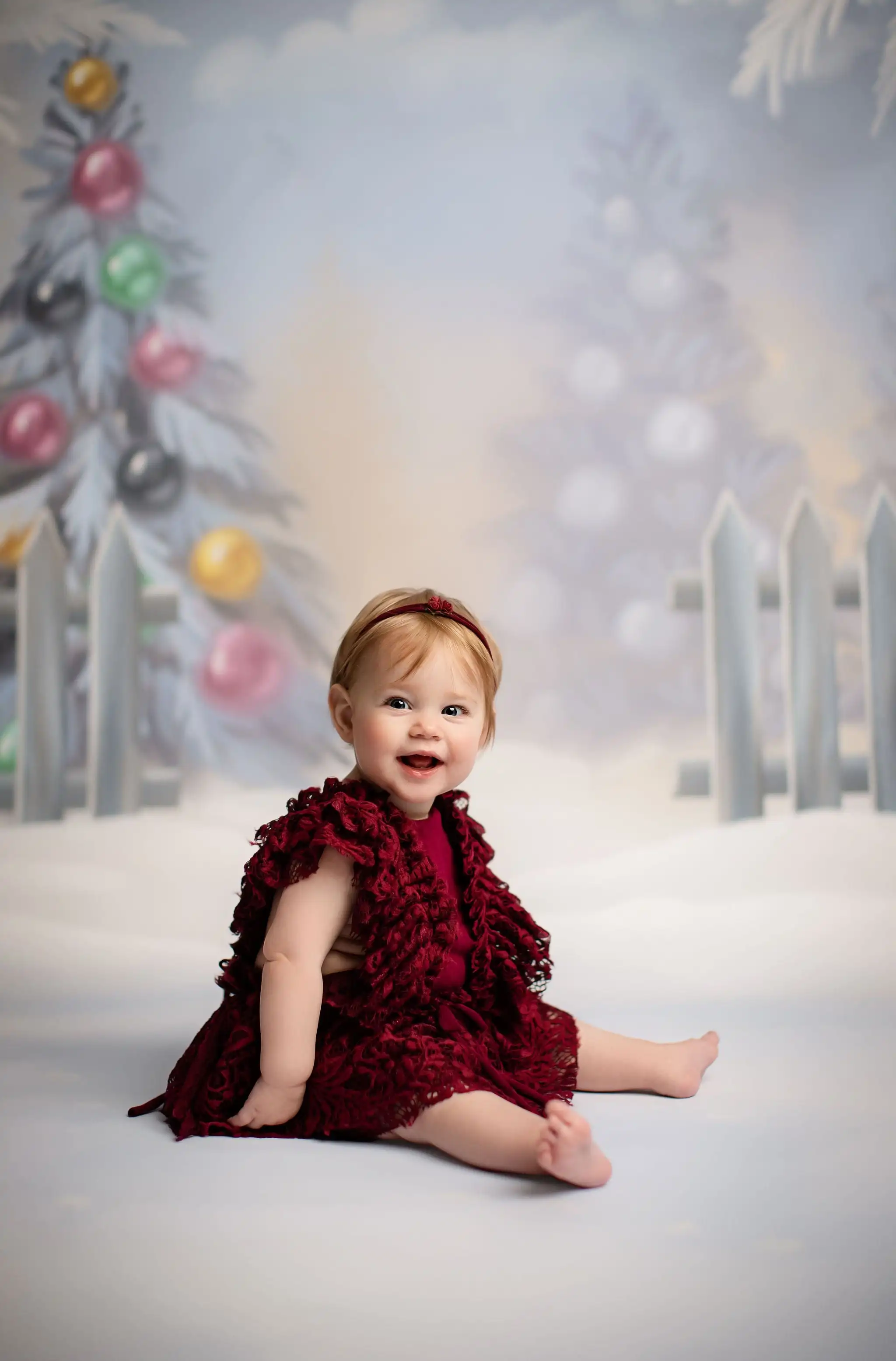 Winter Snowy Xmas Trees Backdrops Kids Photocall Child Baby Portrait Photography Christmas Holiday Sprinkle Snow Background