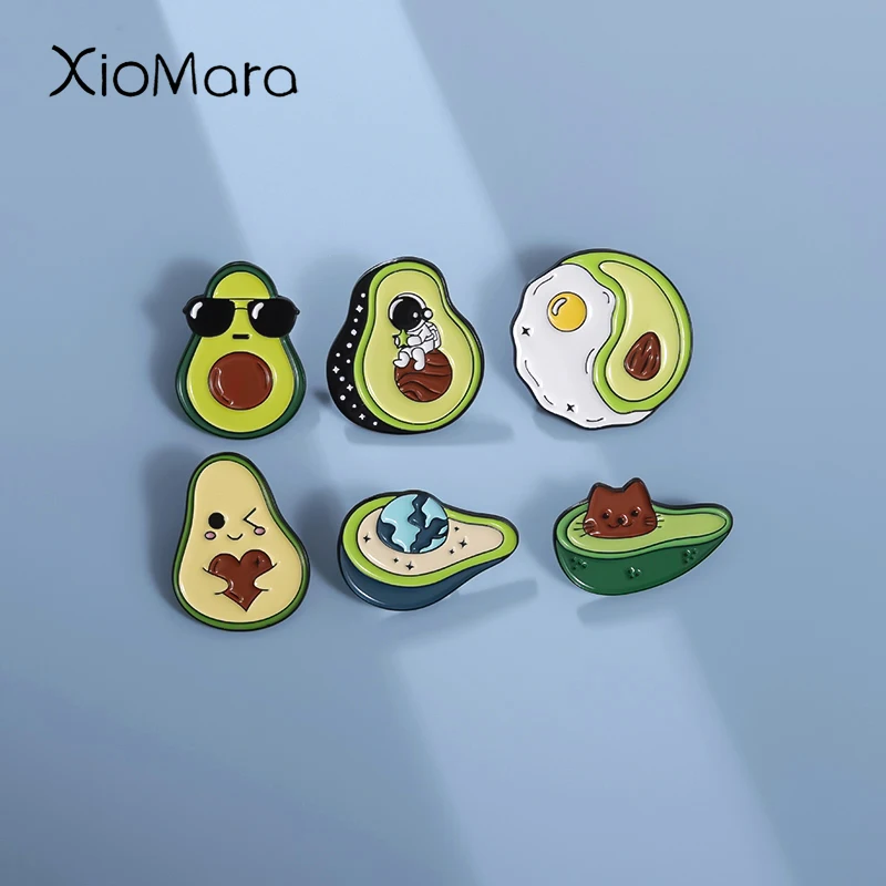 Coole Avocado Emaille Pins Raum Astronaut Planet Metall Broschen Mode Revers Abzeichen Rucksack Kleidung Schmuck Geschenk für Freunde