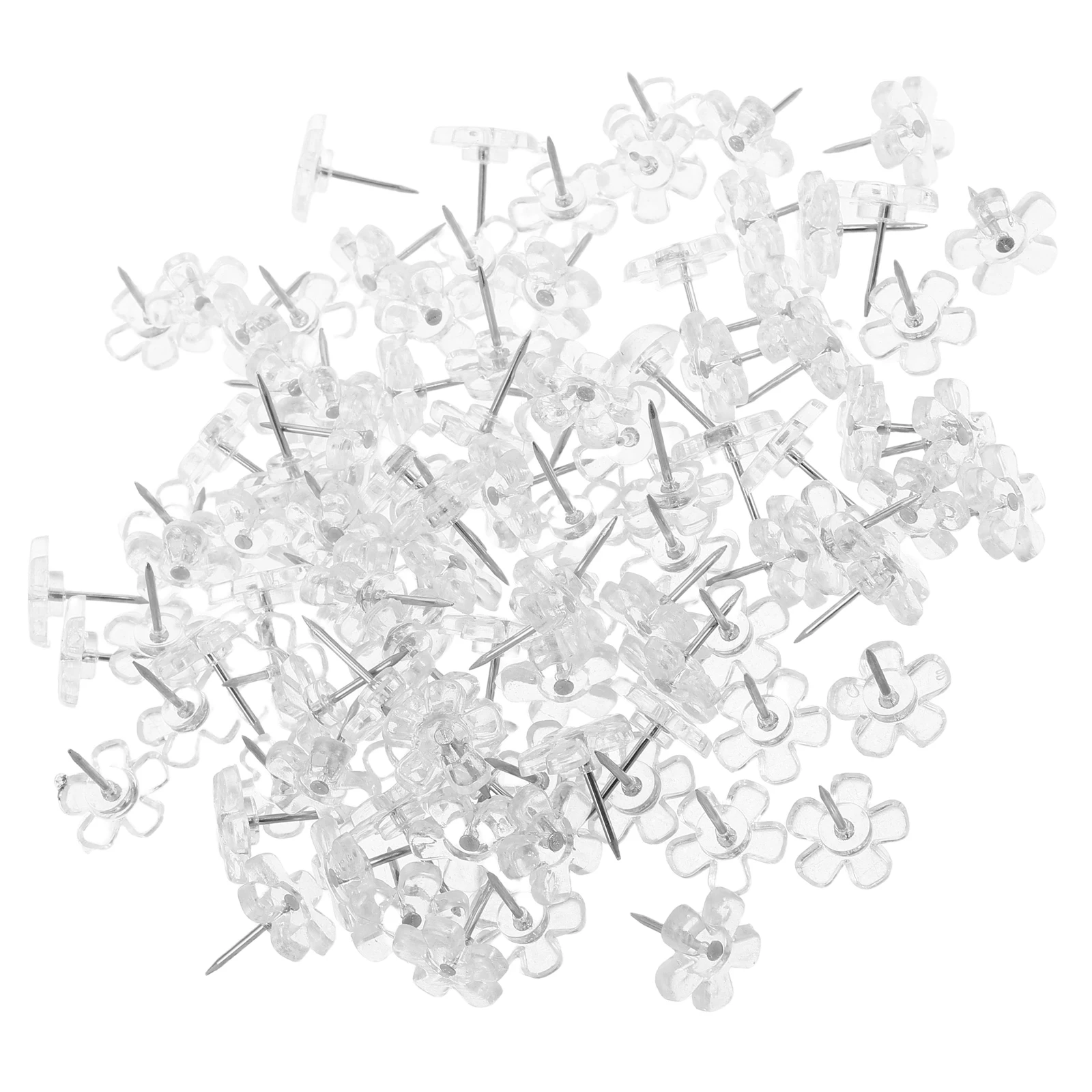 

200Pcs Transparent Flower Push Pins Plastic Thumb Tacks for Cork Board Office Map Photo Display Flat Pushpin