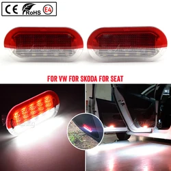 2x ไฟ LED เตือนประตูภายในรถโคมไฟต้อนรับสำหรับ VW MK3กอล์ฟ MK4โปโล Jetta Sharan Touran Skoda Octavia ที่นั่ง