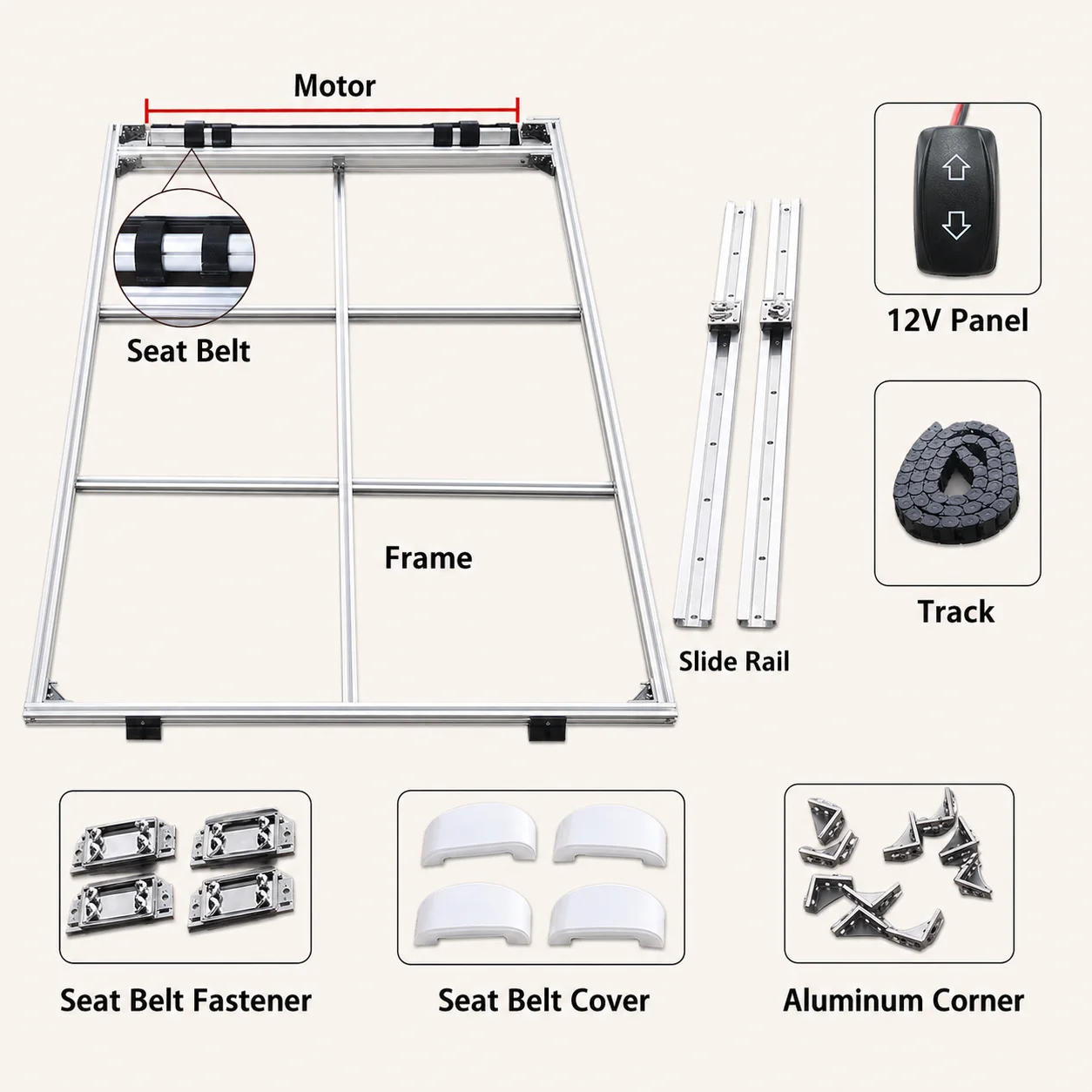 Customizable RV Electric Bed Lift System | Aluminum Profile Lifting Mechanism for Camper Caravan Motorhome