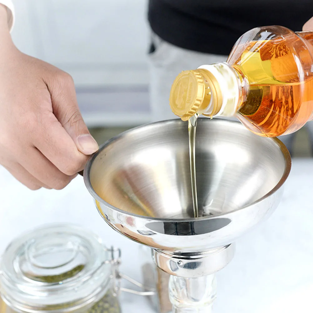 

Stainless Steel Funnel Dual-Layer Kitchen Tool For Oil Wine Liquid Strainer Cooking Gadget Practical Filter Home Restaurant Bar