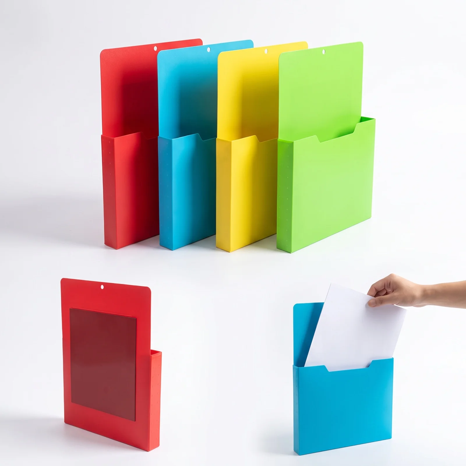 Colorful Wall File Holder Office Stationery Organizer Hanging Pocket Folder Storage Mount Document Home Display Organization