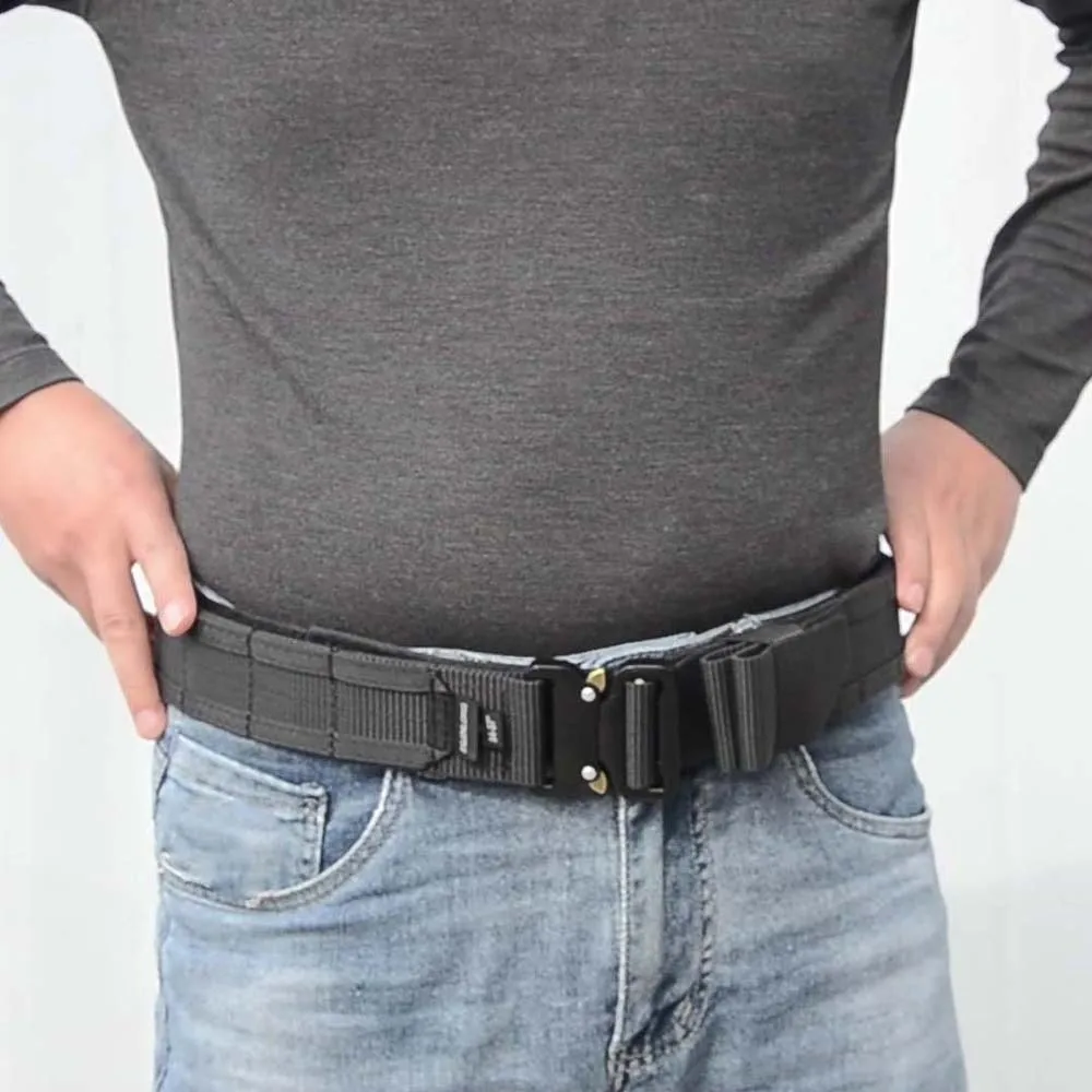 

Classic Adjustable 2 In 1 Waistband Alloy Buckle Reversible Men Nylon Belt Alloy Sturdy Magic Tape‌ Strap Belt Outdoor Hiking
