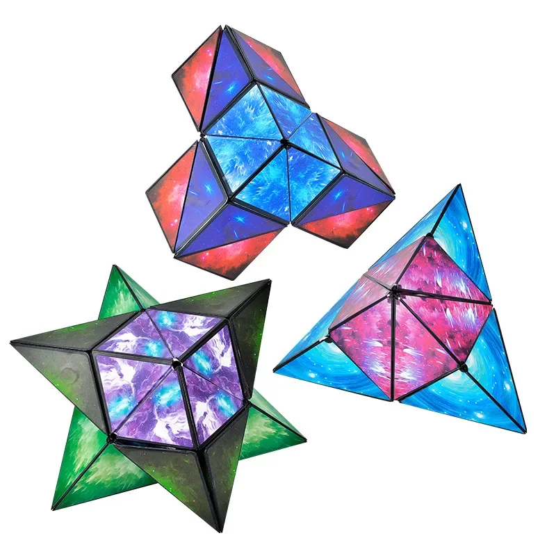 Variety Geometric Changeable Magnetic Magic Cube Anti Stress 3D Decompression Hand Flip Puzzle Cube Kids Reliever Fidget Toy