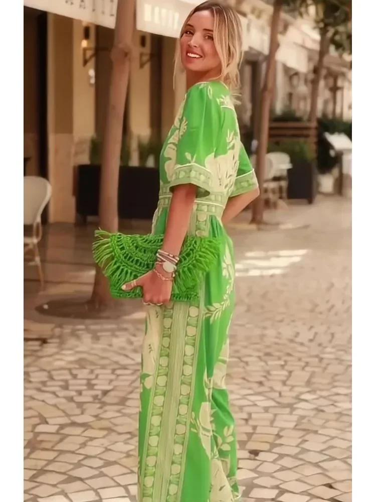 Mono largo de moda africana para mujer, vestido Dashiki de manga corta con estampado de cuerpo ajustado, novedad de verano, ropa de playa para mujer, nueva África 2024