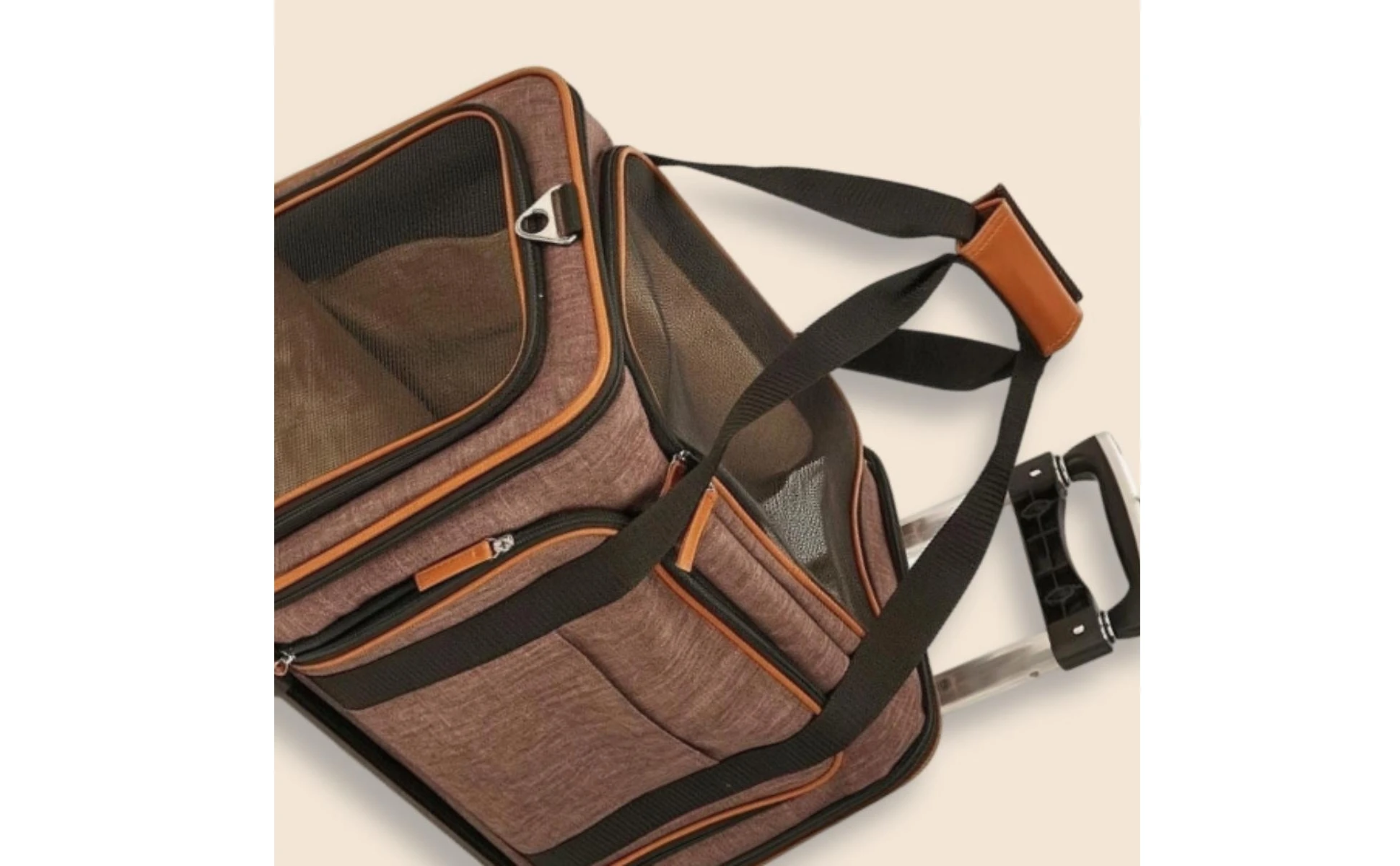 Rolling Mesh Pet Carrier Soft-sided Animal Carrier Breathable Mesh Windows Telescoping Handle for Convenient Transport Rolling Mesh Pet Carrier Soft-sided Animal Carrier Breathable Mesh Windows Telescoping Handle for Convenient Transport