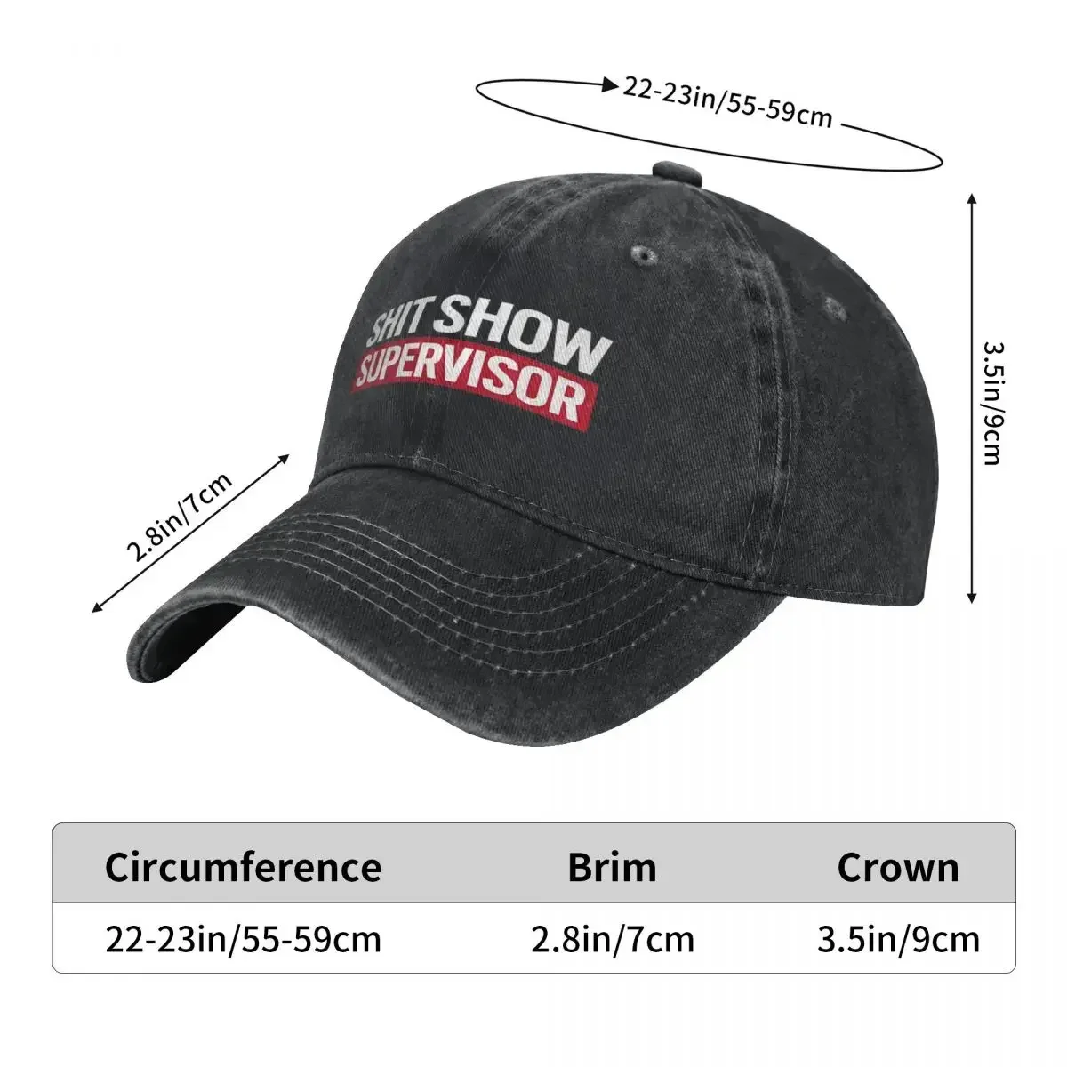 Shit Show Supervisor Baseball Cap Distressed Washed Funny Quote Adjustable Outdoor Cap Adult