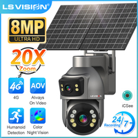 LS VISION 4K Dual Screens AOV 4G Solar Camera 20X Optical Zoom CCTV 24-Hours Record Humanoid Tracking Surveillance Camera iCSee