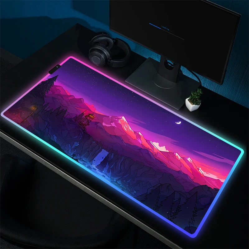 Firewatch Bos Muismat Rgb Antislip Muismat Gamer Hd Print Computer Toetsenbord Mat Led Rubber Muismat Vergrendeling Rand Tapijt