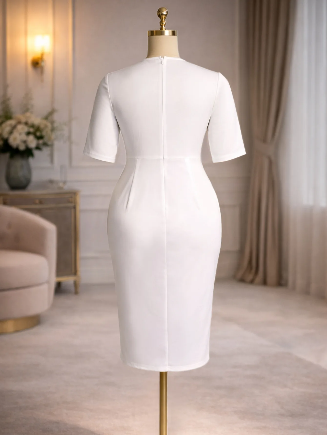 

Dashiki African Dresses for Women Summer African Half Sleeve O-neck White Polyester Party Evening Midi Bodycon Dresses Outfits