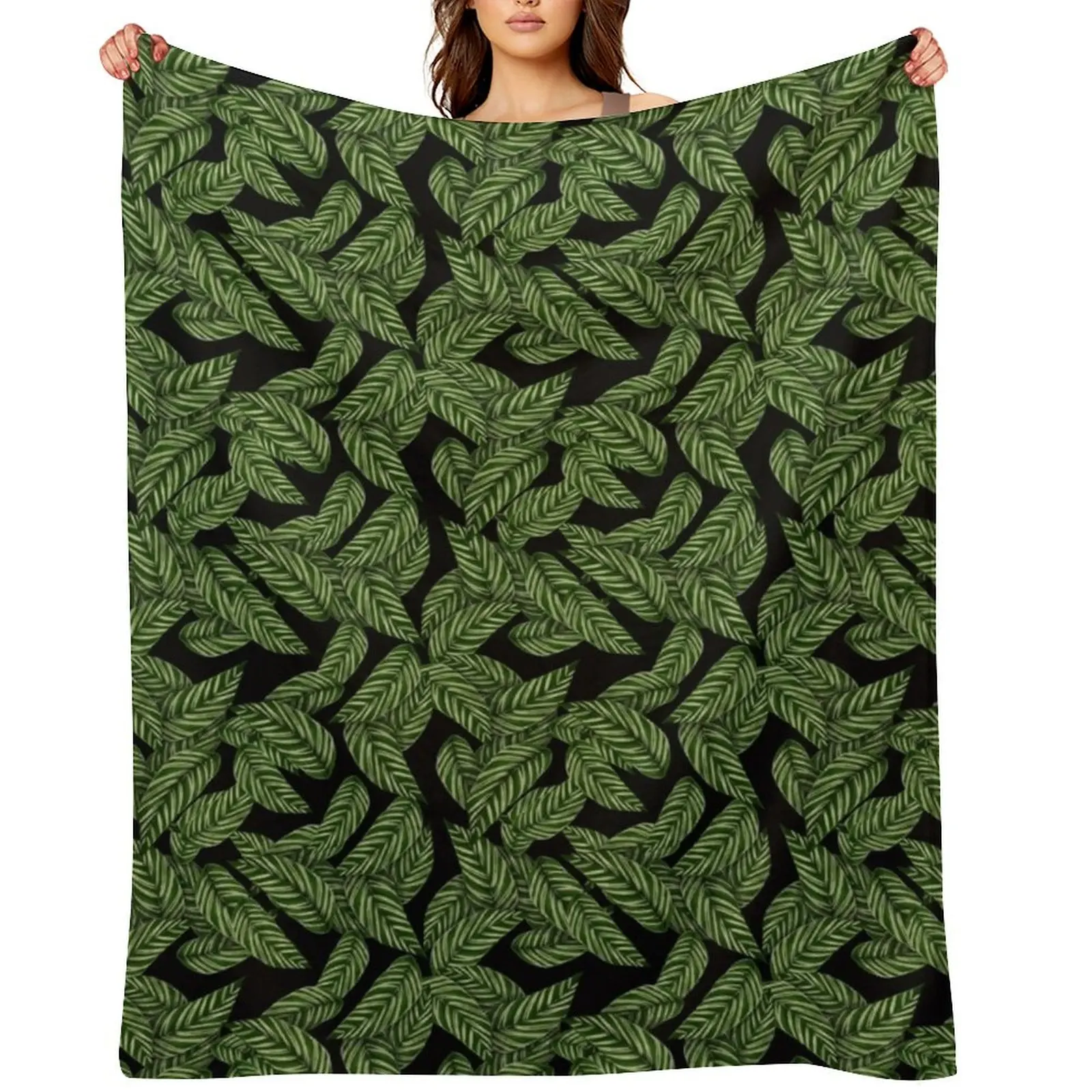 

Dark Green Leaf Pattern Throw Blanket Luxury Brand Sofa Quilt Blankets Sofas Of Decoration Thin Blankets