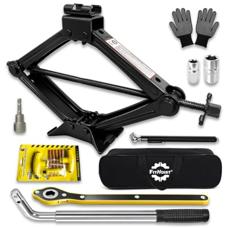 

Car Jack KitScissor Jack for Car 2.5 Ton 5512 lbs WLL Emergency Tire Kit with Lug Wrench Suitable for Sedan Coupe SUV MPV