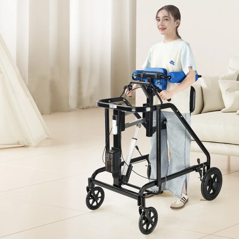 Power-Assisted Elderly Rehabilitation Walker With Standing Frame & Fall Prevention System For Hemiplegic Patients & Training Aid