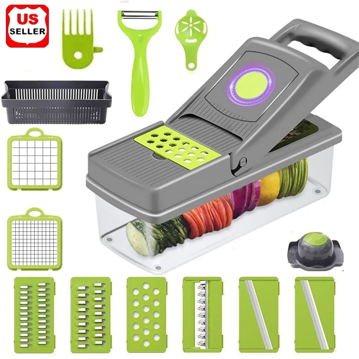 14 in 1 tritatutto per verdure multifunzionale manico griglia per alimenti tritatutto per verdure affettatrice tagliata articoli da cucina cocina