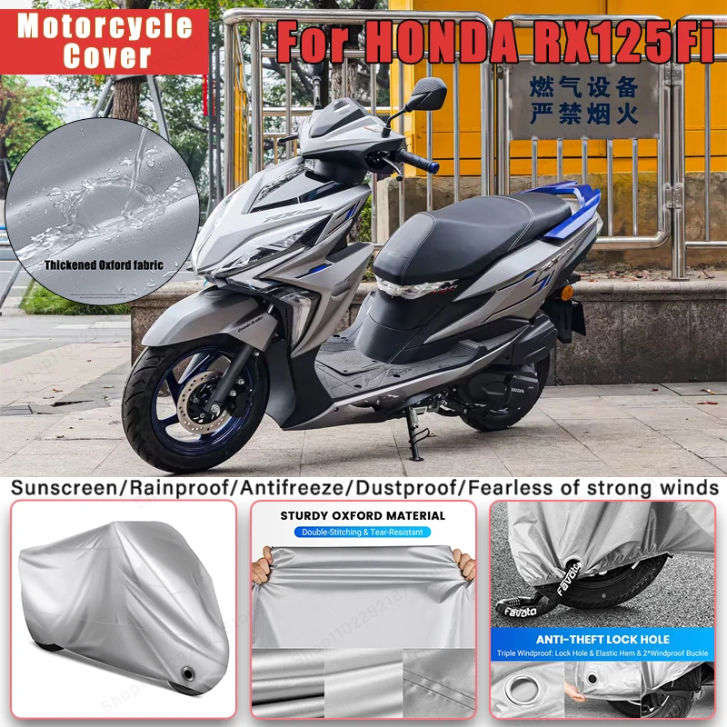 

For HONDA RX125Fi No Ear Motorcycle Cover - Outdoor Full Body Protection, Waterproof Dustproof Sunscreen Moto Accessories