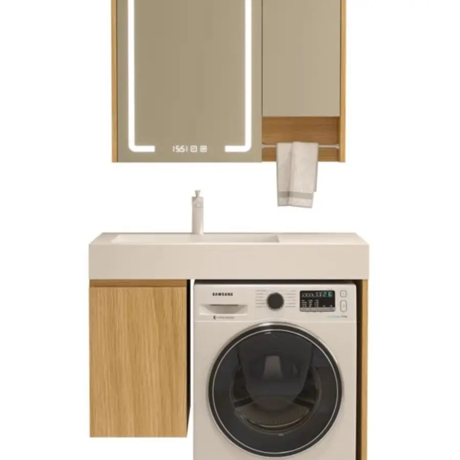 Small apartment balcony wash basin washing machine integrated cabinet rock slab machine upper basin toilet washstand bathroom
