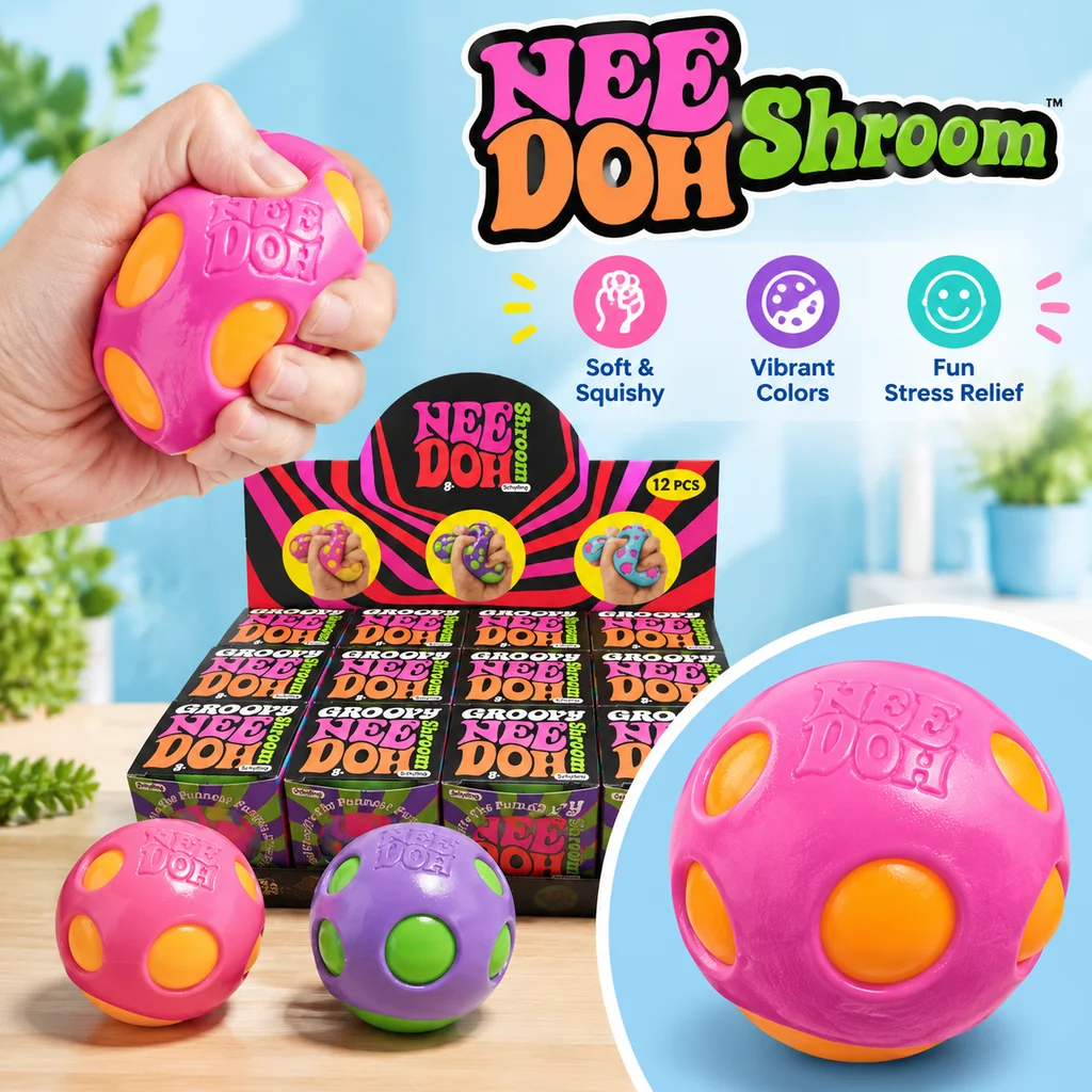 Needoh Mushroom Squishy Fidget Toy Sensory Stress Relief Ball Slow Rising Blind Box New Arrival Factory Stock Ideal Gift Kids