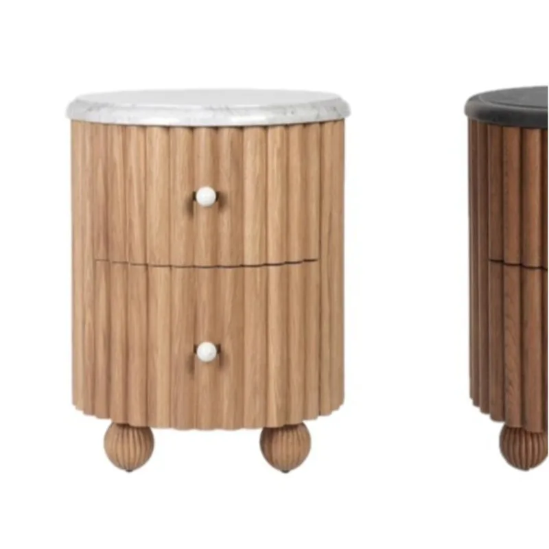 

Master bedroom bedside table, bedroom creative antique black round bedside table, sofa side table