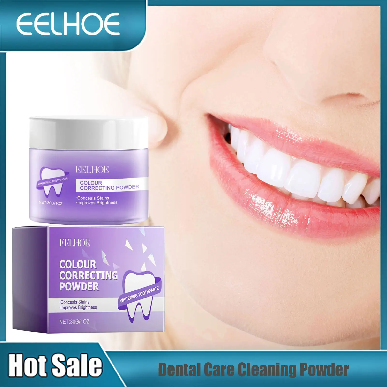 Purple Teeth Cleaning Powder Dental Cleaning Plaque Remover Brighten Bleach Teeth Fresh Breath Protective Gums Oral Care Product