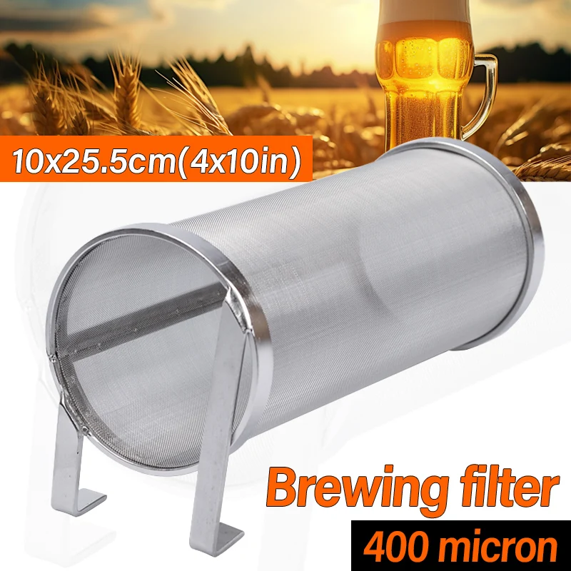 400 Micron Hop Filter Cartridge Homebrew Stainless Beer Strainer With Hook Strainer For Beer & Tea Kettle Brew Filter