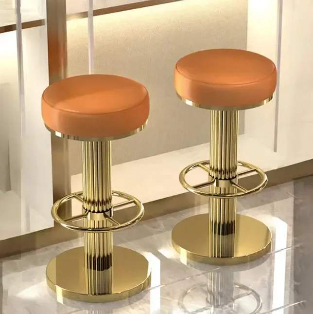 

Golden Bar Chair Height Adjustable Swivel Counter Bar Stool Modern Stainless Steel Kitchen Counter Chair Dining Chairs Set
