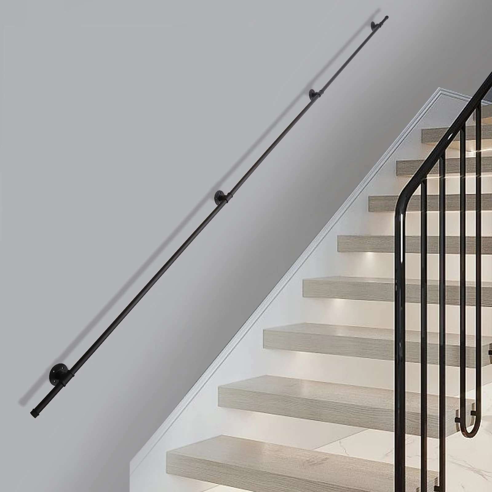 Durable Pipe Handrail, High-Quality Cast Iron & Galvanized Steel, Rust-Proof, Corrosion-Resistant, Easy Installation, Ideal for
