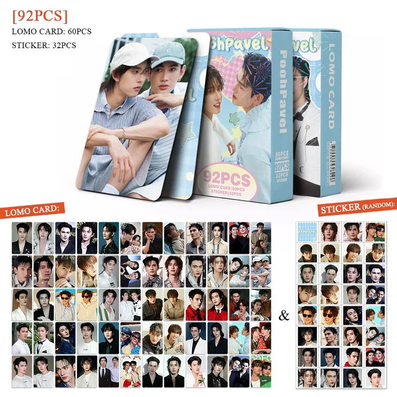 92PCS PoohPavel Photo Cards Set - Thai Star Lomo Cards With Mini Stickers Fans Collection Decorative Card Gifts For Lovers