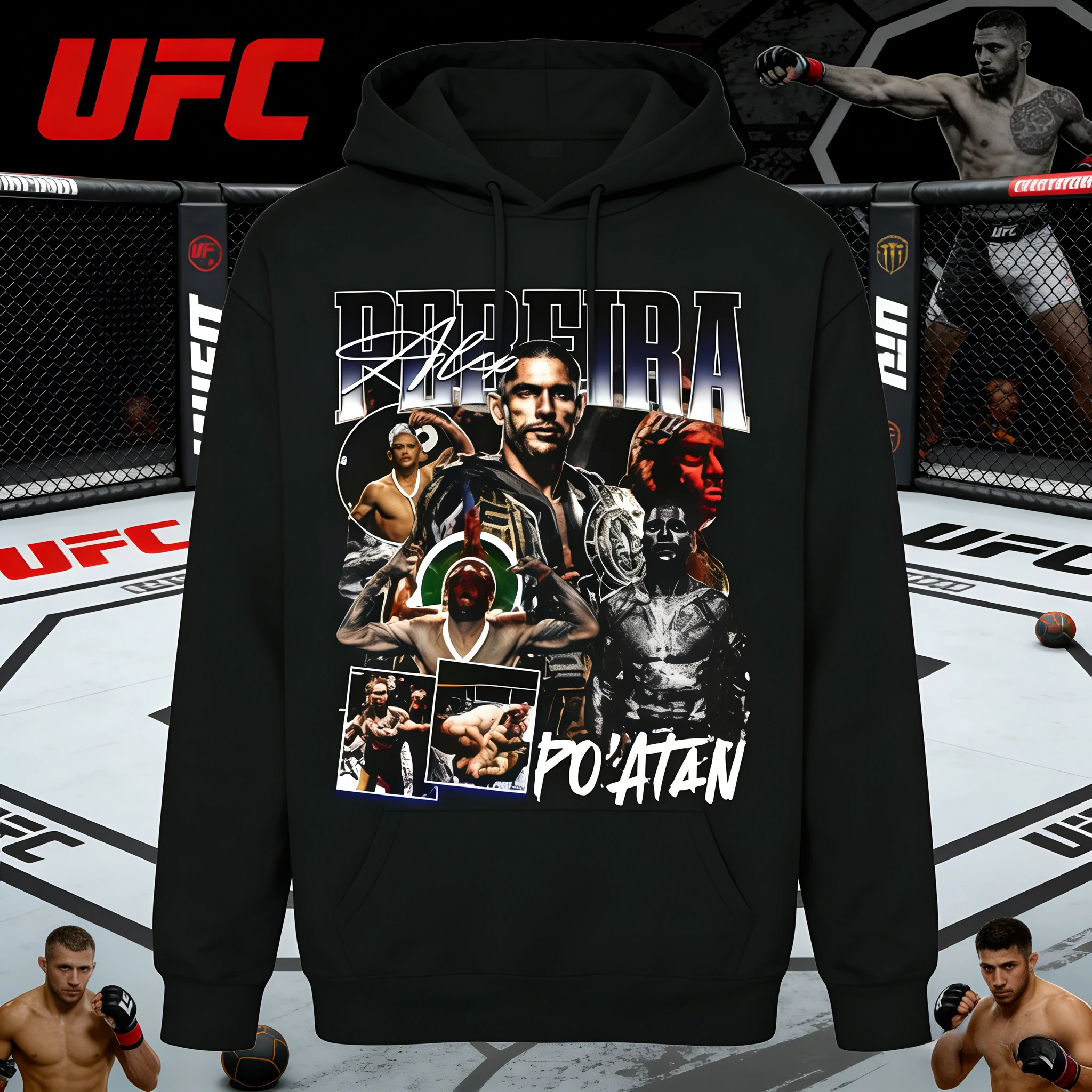 UFC Alex Pereira 2026 Collection automne/hiver Sweat à capuche respirant en pur coton – Convient aux hommes et aux femmes