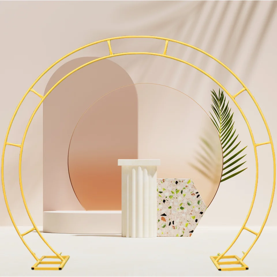 Imagem -02 - Double Round Metal Arch Circle Backdrop Decoração Prop Adequado para Cerimônia de Casamento Flower Stand Fundo de Noivado