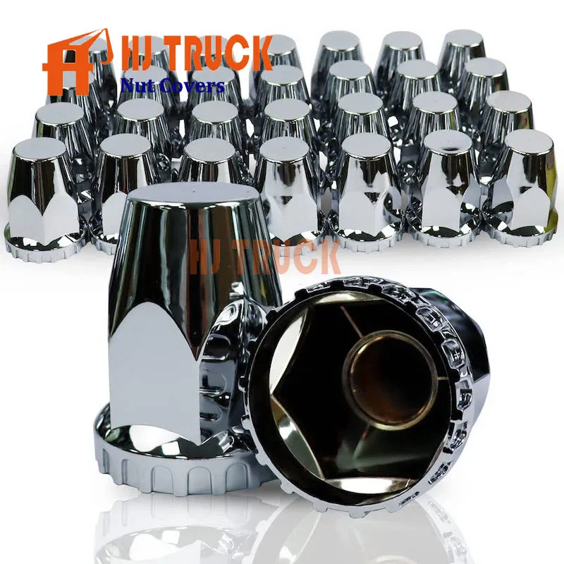 

20PCS 33mm ABS Chrome Plastic Thread-on Spiked Lug Nut Covers Bullet Flanged for Semi Trucks fit Hub Piloted Wheels Trailers Bus