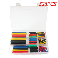 328PCS Thermoresistant Tubing Heat Shrink Tube Kit 2:1 Insulation Shrinking Tube Wire Cable Kit for Electrical Wiring and Repair