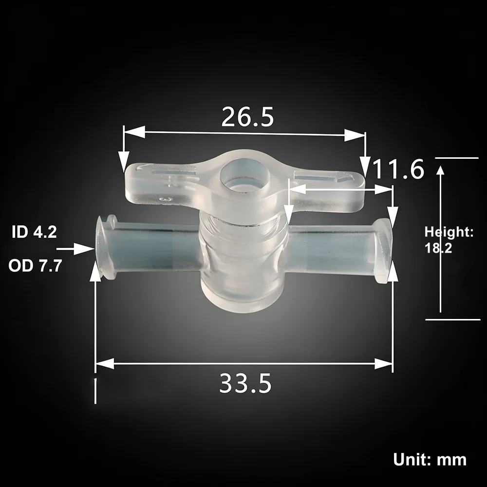 5PCS Double Female Plastic Two-Way Stopcock Valve Laboratory Equipment Plastic Double Tee Connector for Fluids