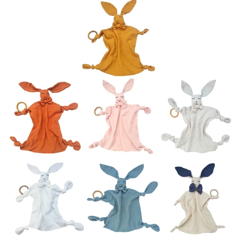 

Baby Security Towel Soothe Appease Towel Soft Cotton Muslin Bib Animal Rabbit for Doll Teething Comforter Blanket Infant