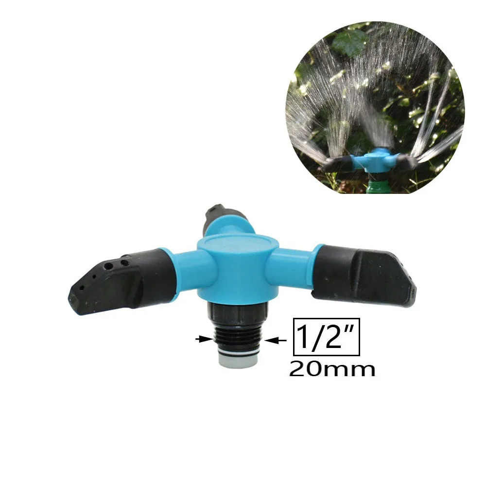 360 Degree Rotating Sprinklers Nozzles With 1/2\'\' Thread Plastic Spike Garden Lawn Farm Irrigation Watering Sprinklers