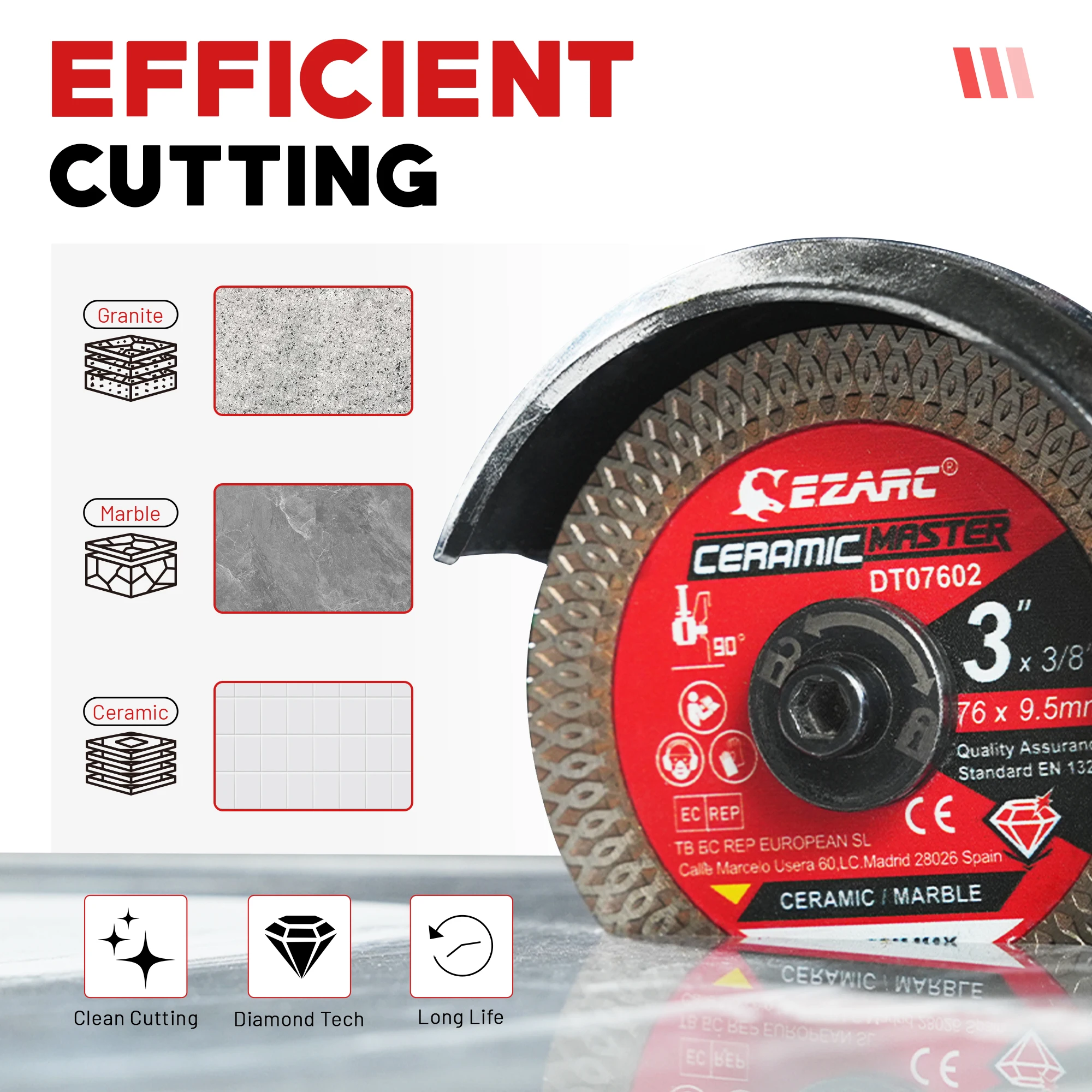 

3inch(76mm) Super Thin Diamond Blade for Smooth Cutting Porcelain Ceramic Granite Marble Tile, 3/8" Arbor Circular Saw Blades