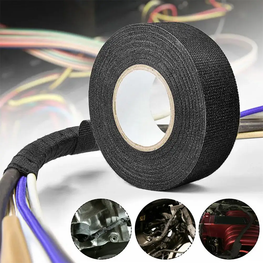 

Fireproof Black Fabric Tape Car Wiring Loom Tape Adhesive Tape Tape Sided Fabric Insulation Industrial Harness Single Cloth J2Z3